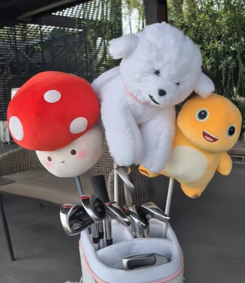 Mushroom, white bear and orange dinosaur plush golf headcovers